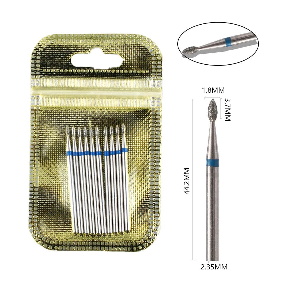 10pcs Diamond Milling Cutter Nail Drill Bits Set For Manicure Accessory Pedicure Eletric Machine Nail Bit Brush Burr Tools