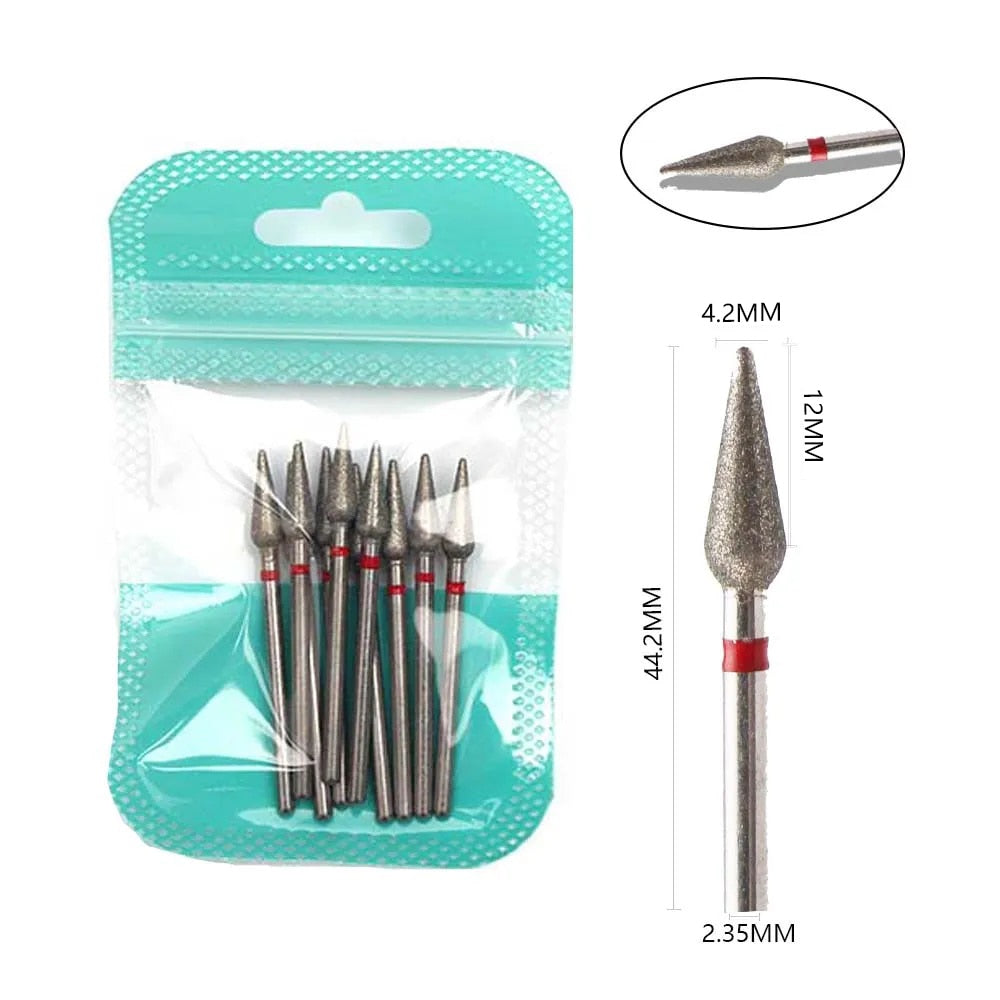 10pcs Diamond Milling Cutter Nail Drill Bits Set For Manicure Accessory Pedicure Eletric Machine Nail Bit Brush Burr Tools