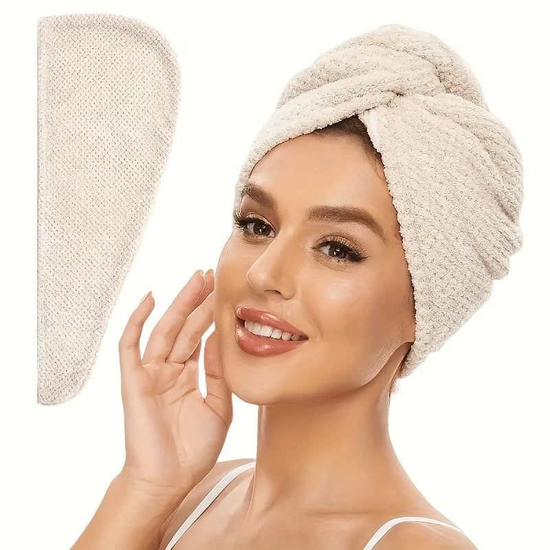 Microfibre Hair Towel Wrap - Quick-Drying, Ultra-Absorbent, Gently Cares for Frizzy or Damaged Hair, Hair Dryer Cap for Women