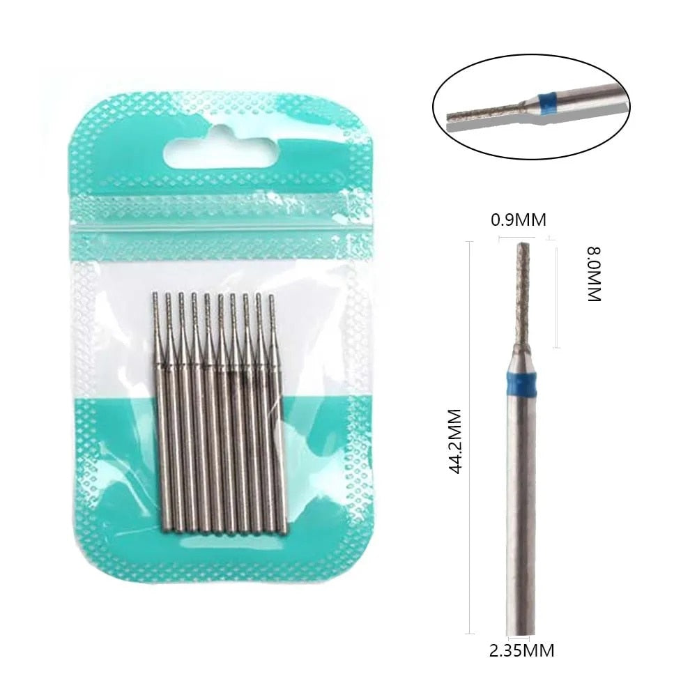 10pcs Diamond Milling Cutter Nail Drill Bits Set For Manicure Accessory Pedicure Eletric Machine Nail Bit Brush Burr Tools