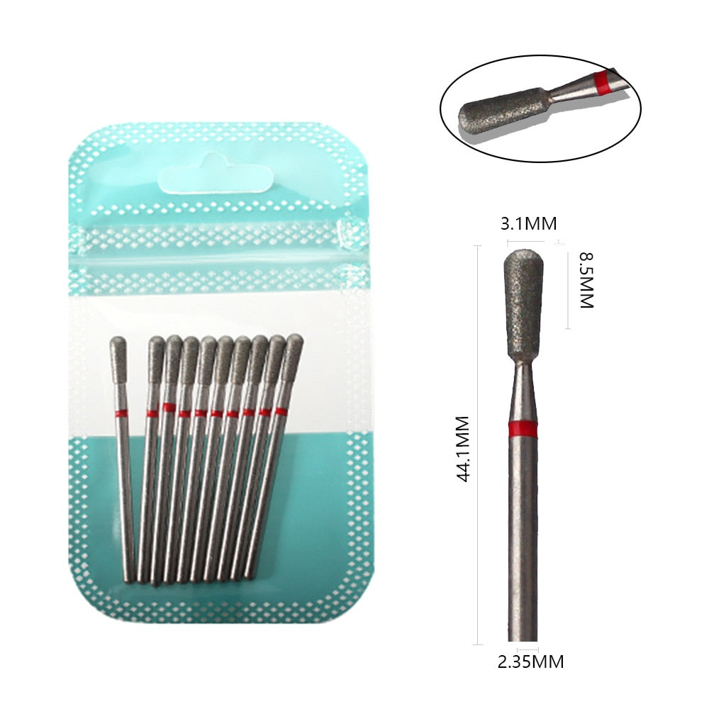 10pcs Diamond Milling Cutter Nail Drill Bits Set For Manicure Accessory Pedicure Eletric Machine Nail Bit Brush Burr Tools