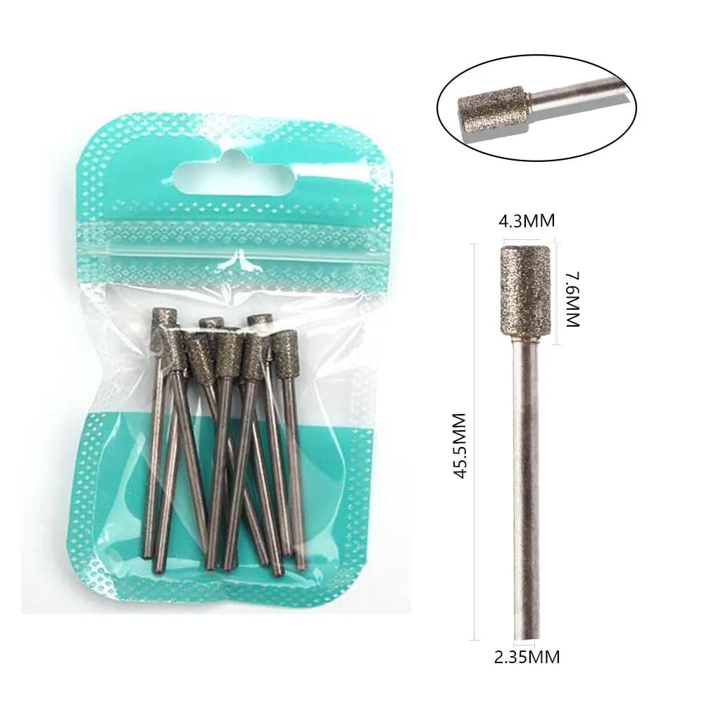 10pcs Diamond Milling Cutter Nail Drill Bits Set For Manicure Accessory Pedicure Eletric Machine Nail Bit Brush Burr Tools