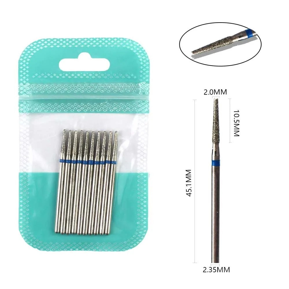 10pcs Diamond Milling Cutter Nail Drill Bits Set For Manicure Accessory Pedicure Eletric Machine Nail Bit Brush Burr Tools