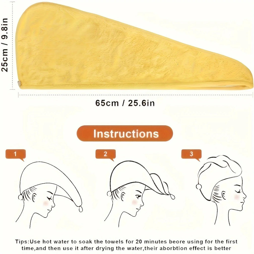 Microfibre Hair Towel Wrap - Quick-Drying, Ultra-Absorbent, Gently Cares for Frizzy or Damaged Hair, Hair Dryer Cap for Women