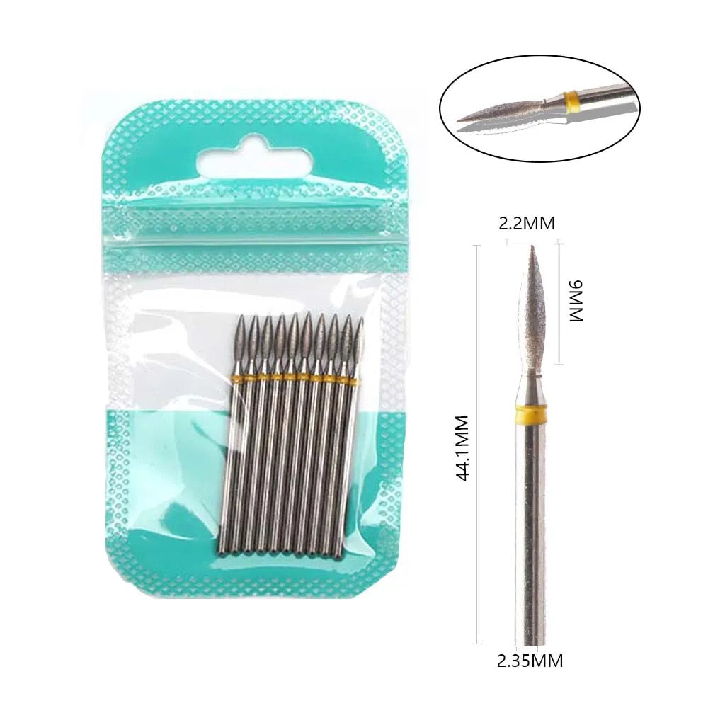 10pcs Diamond Milling Cutter Nail Drill Bits Set For Manicure Accessory Pedicure Eletric Machine Nail Bit Brush Burr Tools