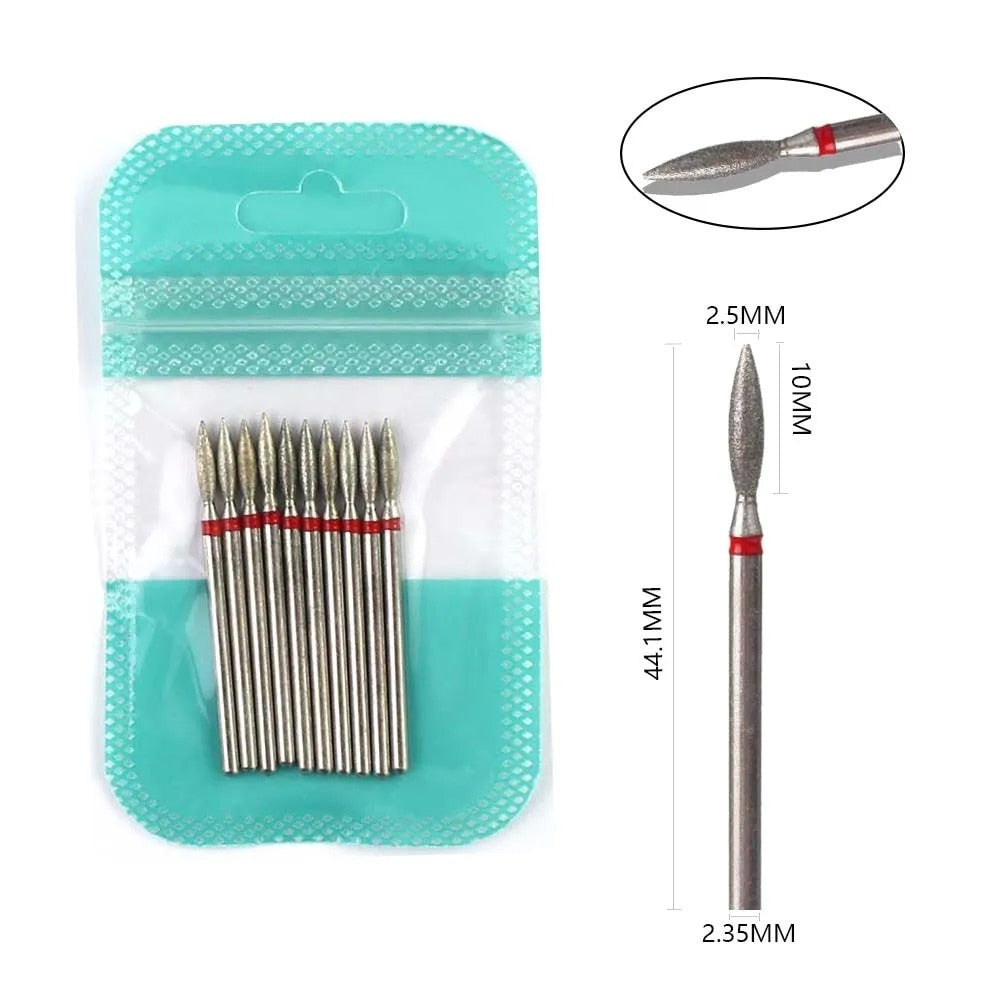 10pcs Diamond Milling Cutter Nail Drill Bits Set For Manicure Accessory Pedicure Eletric Machine Nail Bit Brush Burr Tools