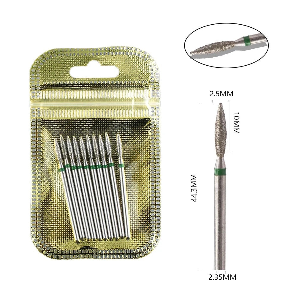 10pcs Diamond Milling Cutter Nail Drill Bits Set For Manicure Accessory Pedicure Eletric Machine Nail Bit Brush Burr Tools