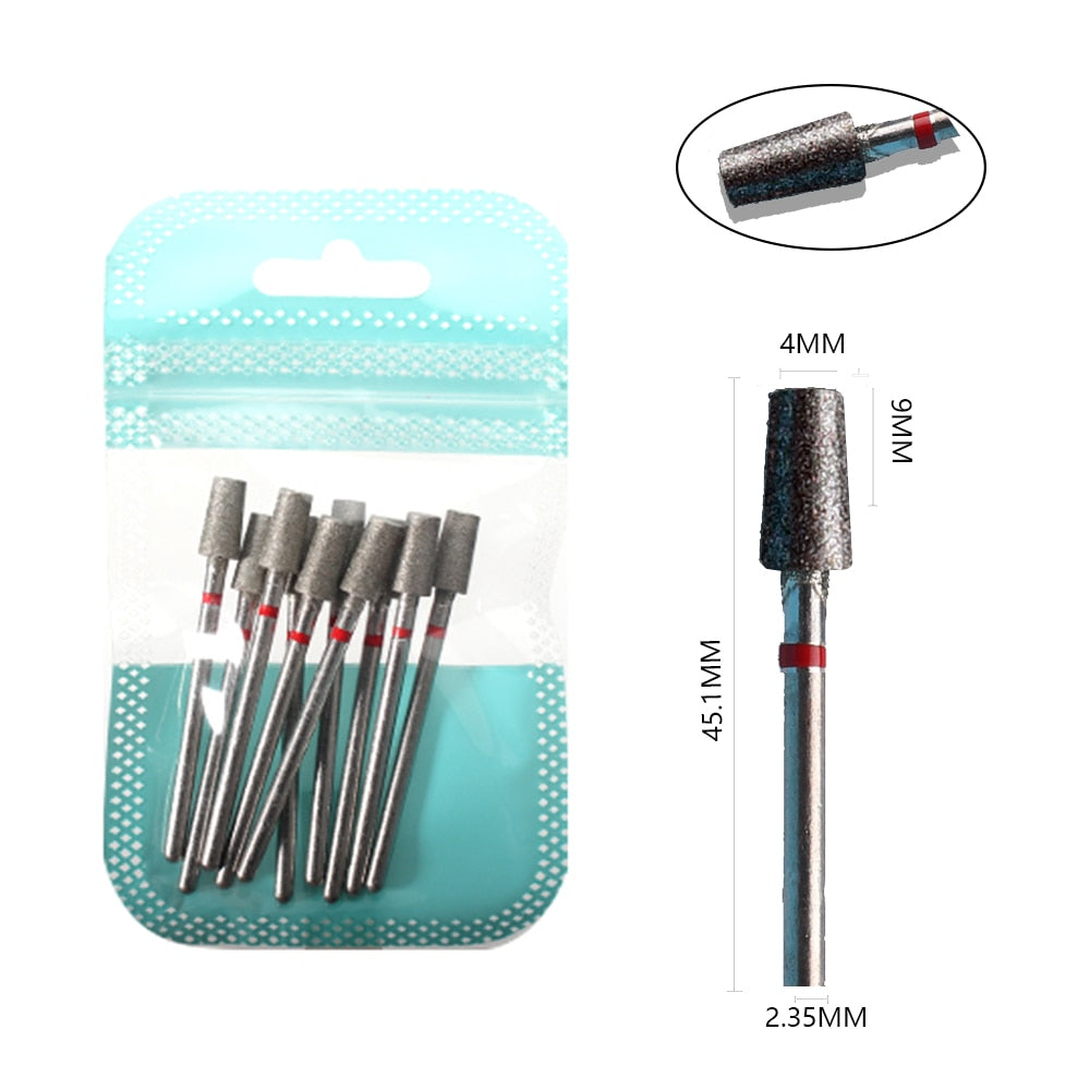 10pcs Diamond Milling Cutter Nail Drill Bits Set For Manicure Accessory Pedicure Eletric Machine Nail Bit Brush Burr Tools