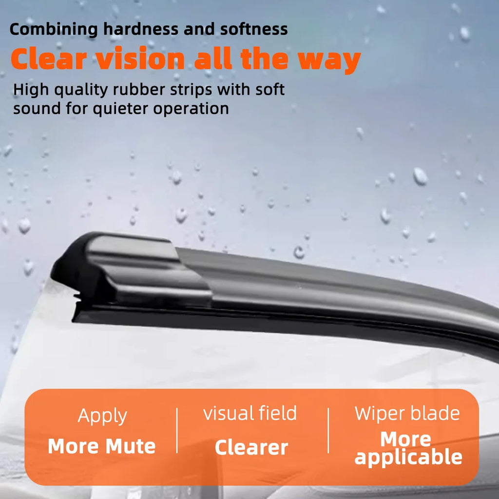 13"-28" Upgrade the universal J/U-shaped hook frameless wiper with high-quality rubber sheet for car windshield wipers