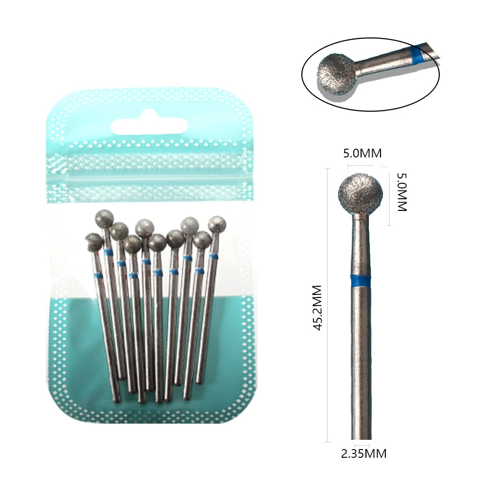 10pcs Diamond Milling Cutter Nail Drill Bits Set For Manicure Accessory Pedicure Eletric Machine Nail Bit Brush Burr Tools