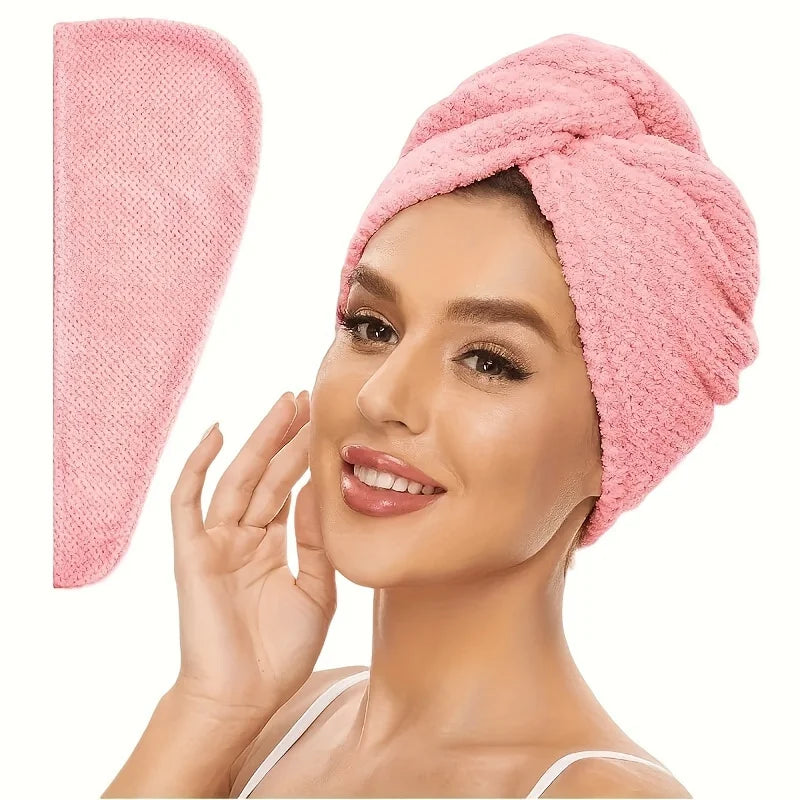 Microfibre Hair Towel Wrap - Quick-Drying, Ultra-Absorbent, Gently Cares for Frizzy or Damaged Hair, Hair Dryer Cap for Women