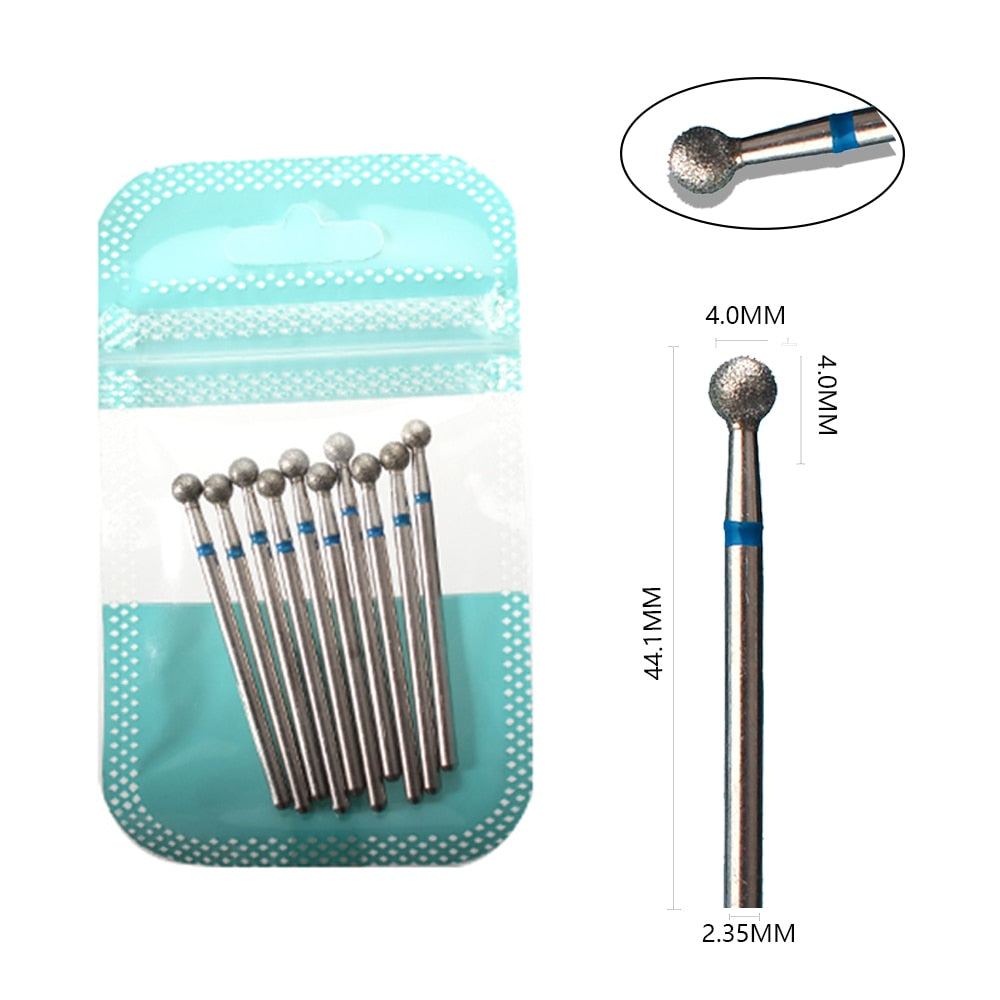 10pcs Diamond Milling Cutter Nail Drill Bits Set For Manicure Accessory Pedicure Eletric Machine Nail Bit Brush Burr Tools