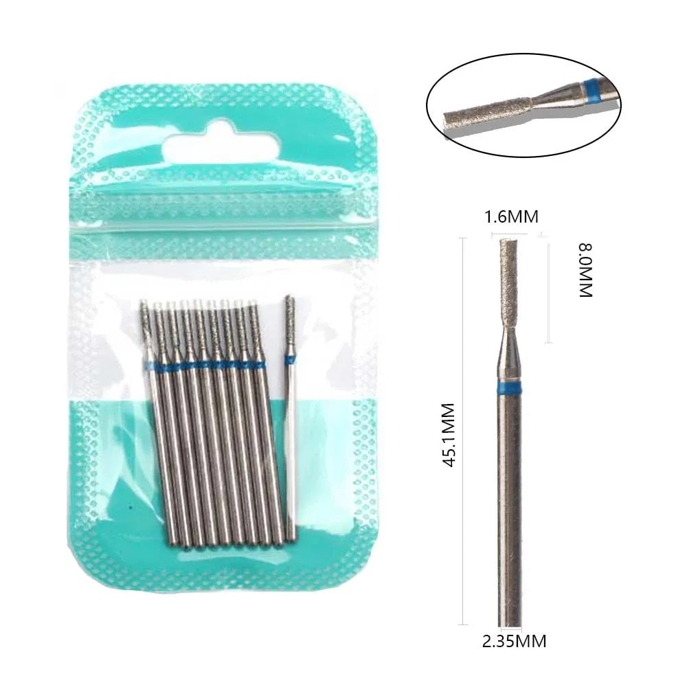 10pcs Diamond Milling Cutter Nail Drill Bits Set For Manicure Accessory Pedicure Eletric Machine Nail Bit Brush Burr Tools