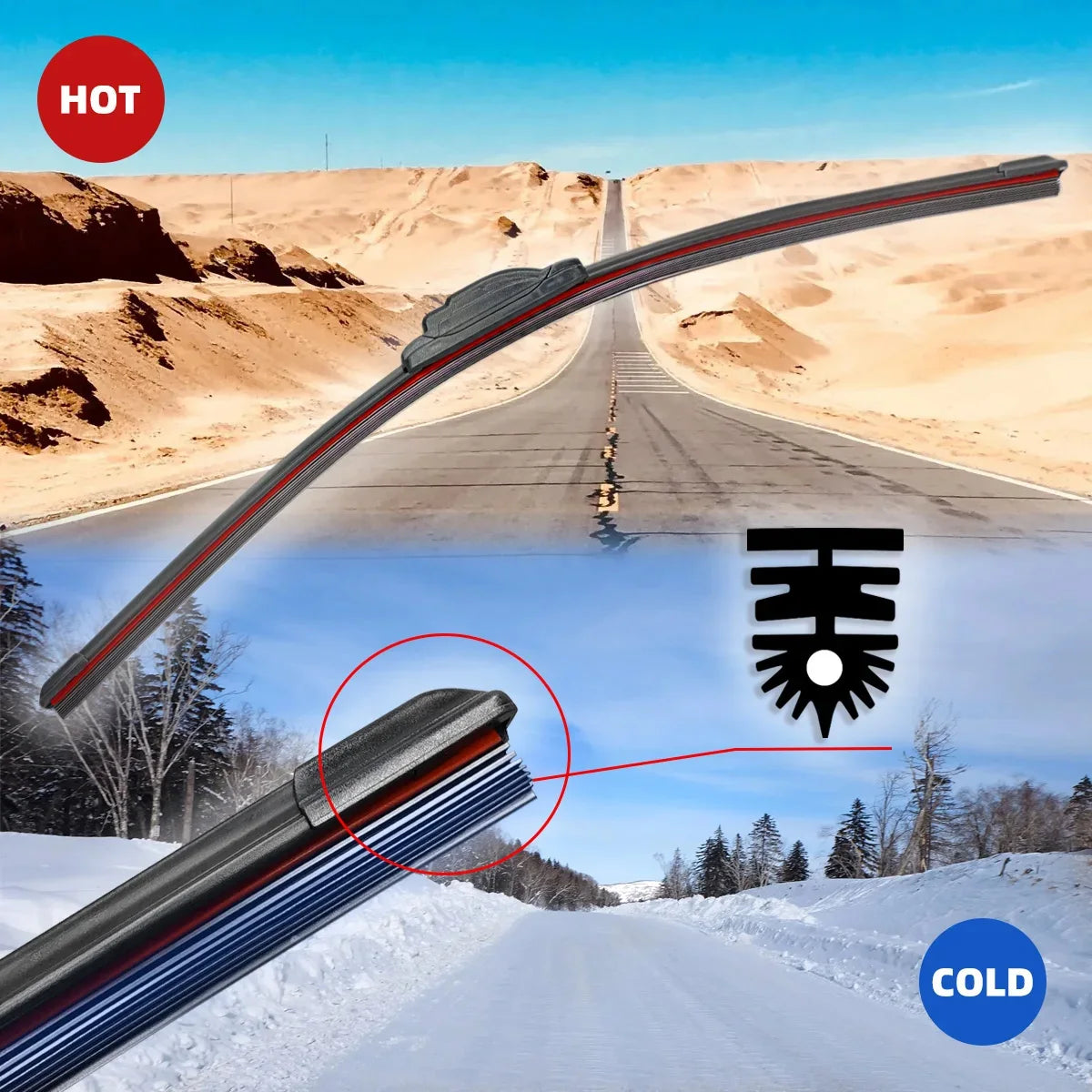 Suitable For Car Front Windshield J/U-Shaped 11 Layer Rubber Strip Wiper Blades 14 "15" 16 "17" 18 "19" 20 "21" 22 "24" 26 "28"