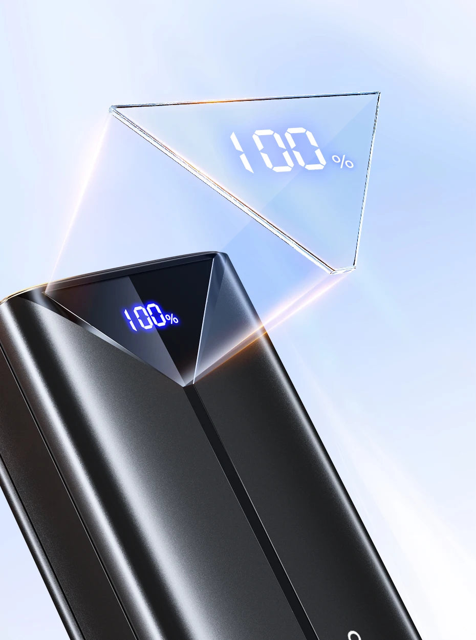 QOOVI 30000mah Power Bank 22.5W Fast Charging Built-in Cable External Large Battery Portable Charger For iPhone Samsung Xiaomi