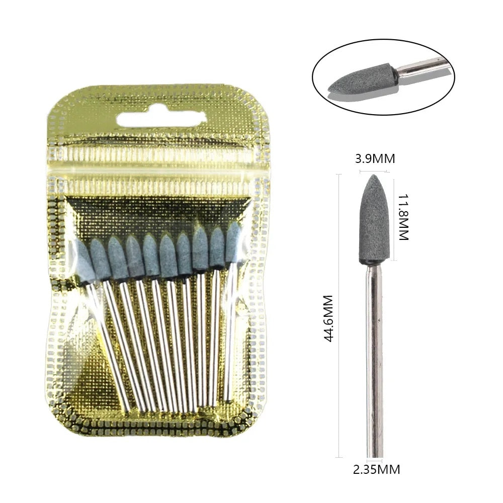 10pcs Diamond Milling Cutter Nail Drill Bits Set For Manicure Accessory Pedicure Eletric Machine Nail Bit Brush Burr Tools