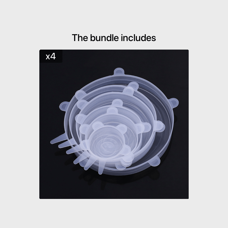 6 Silicone Stretch Lids, Reusable Durable Food Storage Covers for Bowls, Fits Most Containers in 6 Different Sizes, Dishwasher and Refrigerator Safe