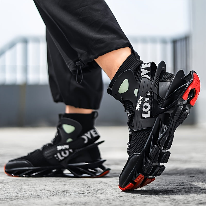 Mens Blade Type Running Shoes - Superbly Breathable, High-Performance Shock Absorption - Stylish High Top, Featherweight, Anti-Slip - Ideal for Running, Tennis, Gym, Casual Walking - Ultimate Athletic Sneakers for Men