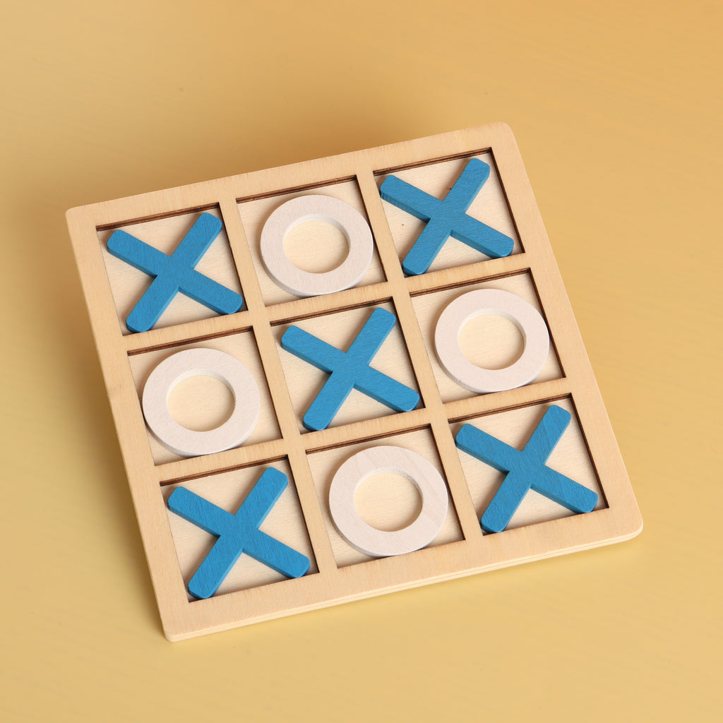 10 Piece Premium Solid Wooden Tic Tac Toe Board Game, Perfect For Backyard Entertainment, Classic Coffee Table Home Game Christmas 、Halloween 、Thanksgiving gifts!