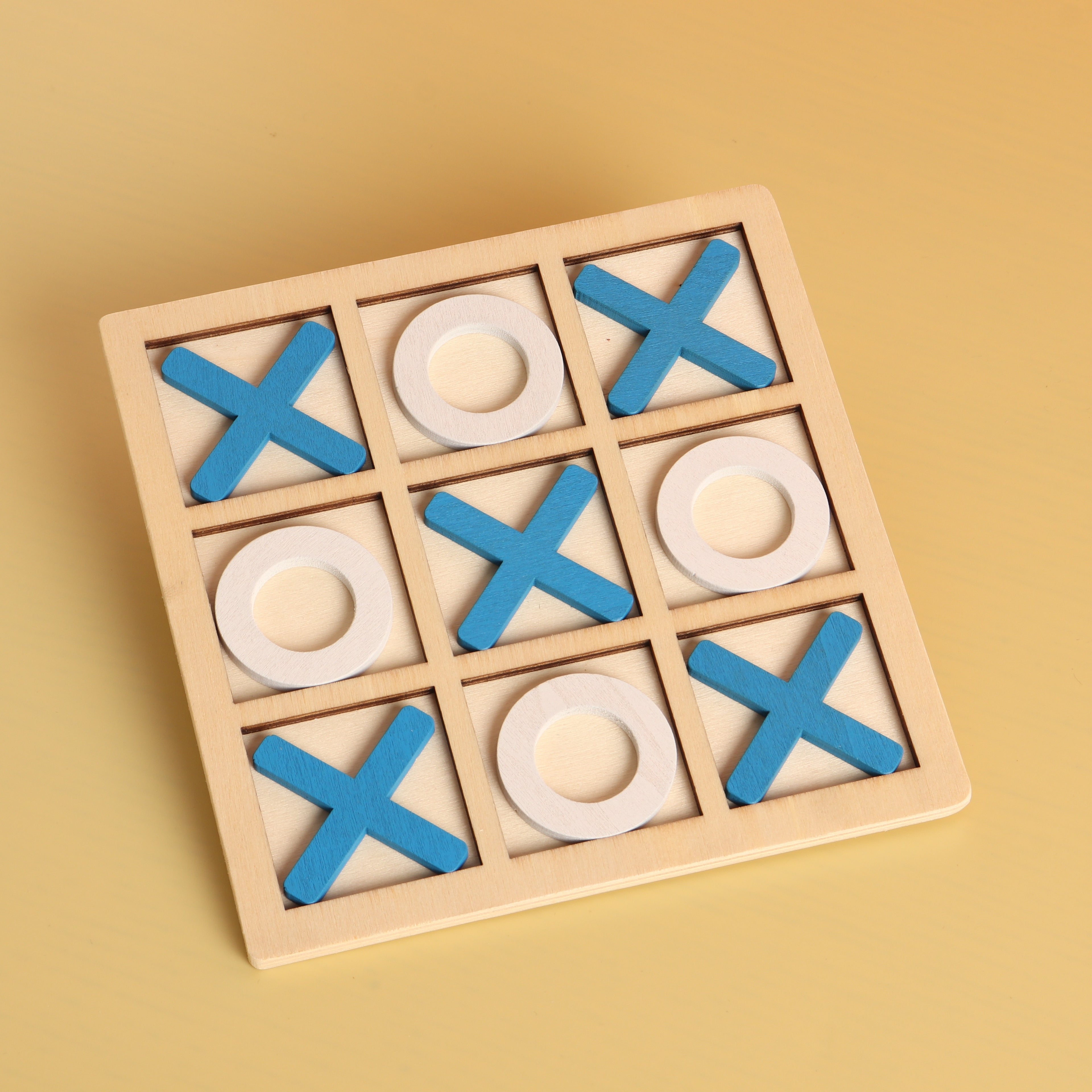 10 Piece Premium Solid Wooden Tic Tac Toe Board Game, Perfect For Backyard Entertainment, Classic Coffee Table Home Game Christmas 、Halloween 、Thanksgiving gifts!