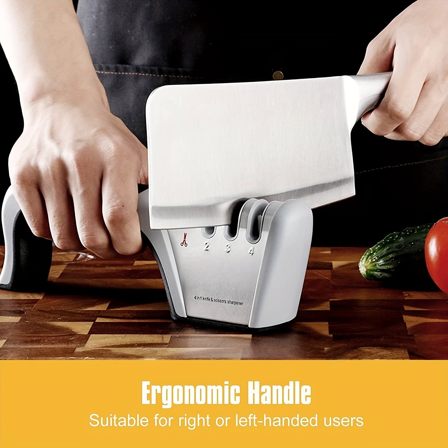 1pc, Knife Sharpening, Knife Sharpener, 4-in-1 Knife Sharpener, The Original Premium Polished Blades, Suitable For Ceramic And Steel Knives, Scissors, Kitchen Utensils, Apartment Essentials, College Dorm Essentials, Back To S