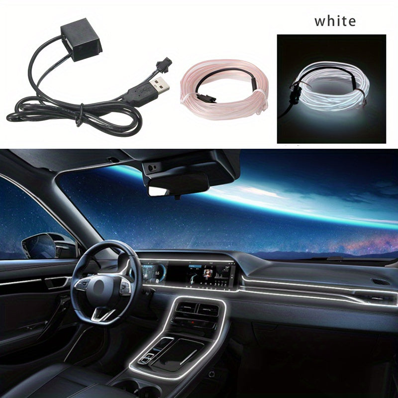 5M Car Environment El Wire LED USB Flexible Neon Interior Lights Assembly RGB Light For Automotive Decoration Lighting Accessories