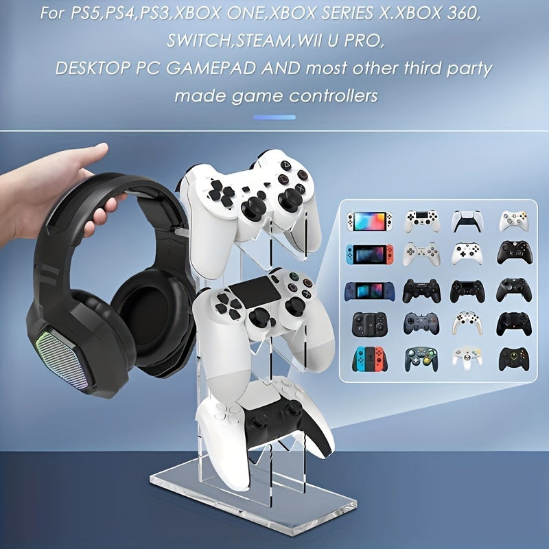 Universal 3-layer Controller Stand & Headphone Stand Game Accessories For PS5 PS4 Storage Stand, Controller Holder Headset Stand Game Accessory