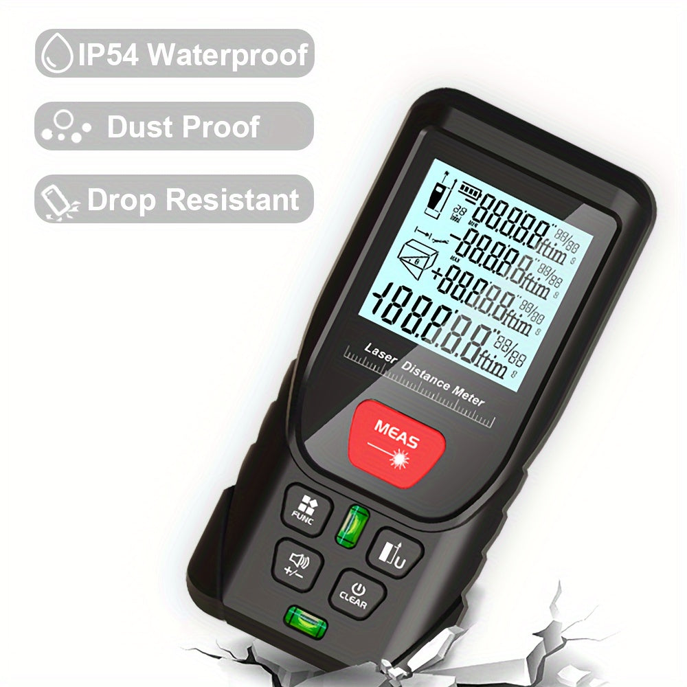 Laser Measuring Device, 165-foot Digital Line Laser Rangefinder, With 2 Bubble Levels, M/in/Ft Unit Switching Backlit LCD, Portable Measuring Distance, Measuring Area, Measuring Volume (50.29 Meter)