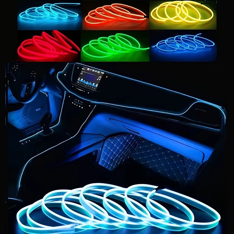 5M Car Environment El Wire LED USB Flexible Neon Interior Lights Assembly RGB Light For Automotive Decoration Lighting Accessories