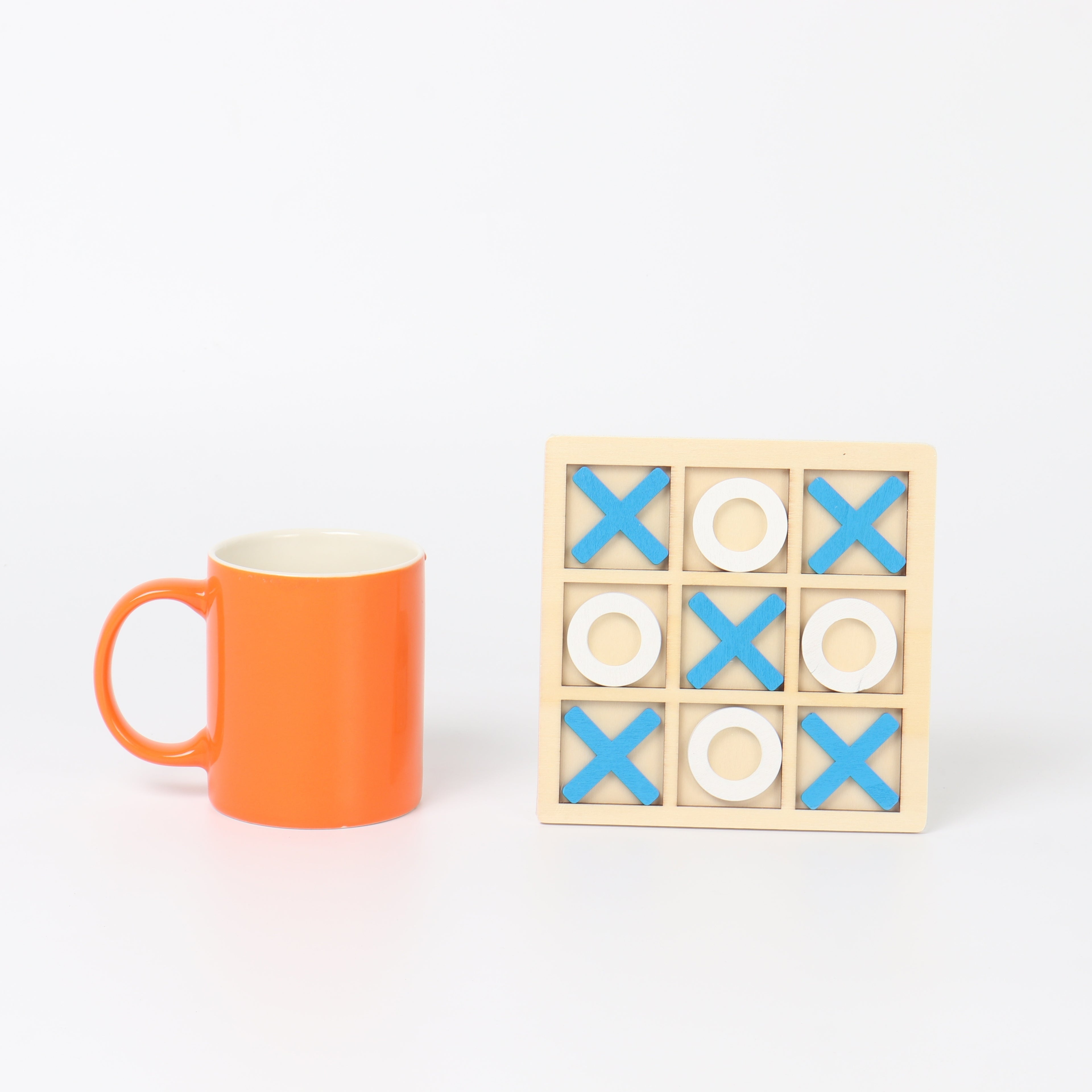 10 Piece Premium Solid Wooden Tic Tac Toe Board Game, Perfect For Backyard Entertainment, Classic Coffee Table Home Game Christmas 、Halloween 、Thanksgiving gifts!