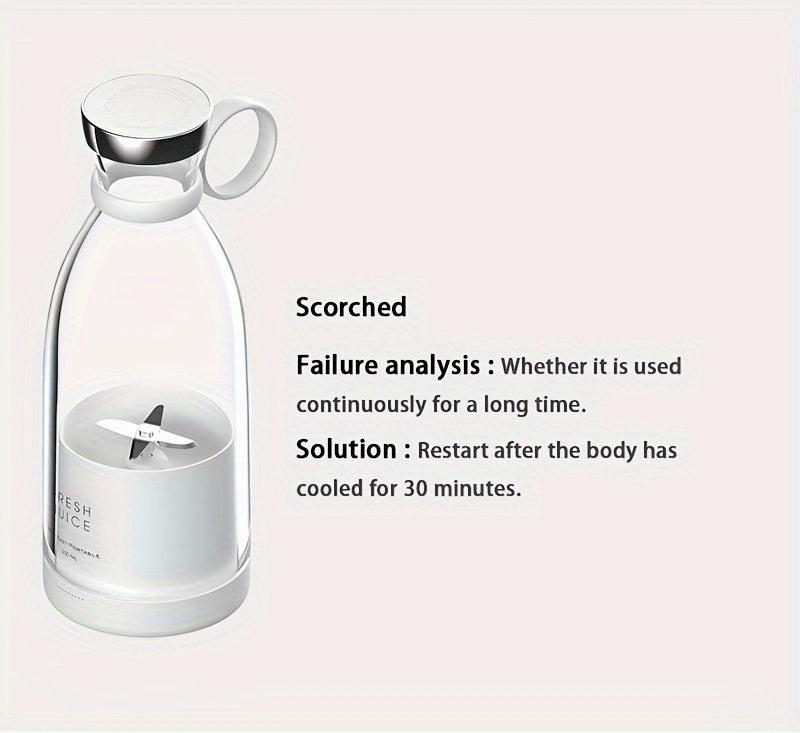 Portable Electric Wireless Mini Fruit Blender Juicer , 350ML , Perfect for On-the Go!