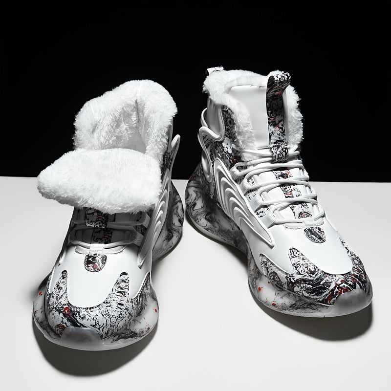 Men's 2023 New Snow Boots, Warm Fleece Cozy Non-slip Ankle Boots Plush Comfy Outdoor Shoes Walking Sneakers, Winter