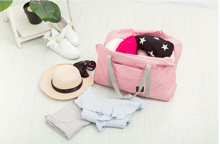 1pc Foldable Travel Duffel Bag, Waterproof Carry On Luggage Bag, Handbag Sports Gym Bag, Lightweight Travel Luggage Bag For Sports, Gym, Vacation Bedroom Accessories