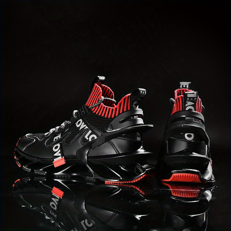 Mens Blade Type Running Shoes - Superbly Breathable, High-Performance Shock Absorption - Stylish High Top, Featherweight, Anti-Slip - Ideal for Running, Tennis, Gym, Casual Walking - Ultimate Athletic Sneakers for Men