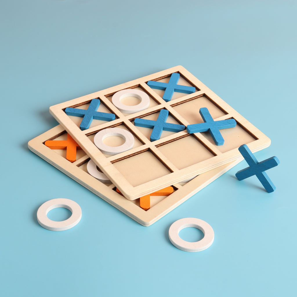 10 Piece Premium Solid Wooden Tic Tac Toe Board Game, Perfect For Backyard Entertainment, Classic Coffee Table Home Game Christmas 、Halloween 、Thanksgiving gifts!