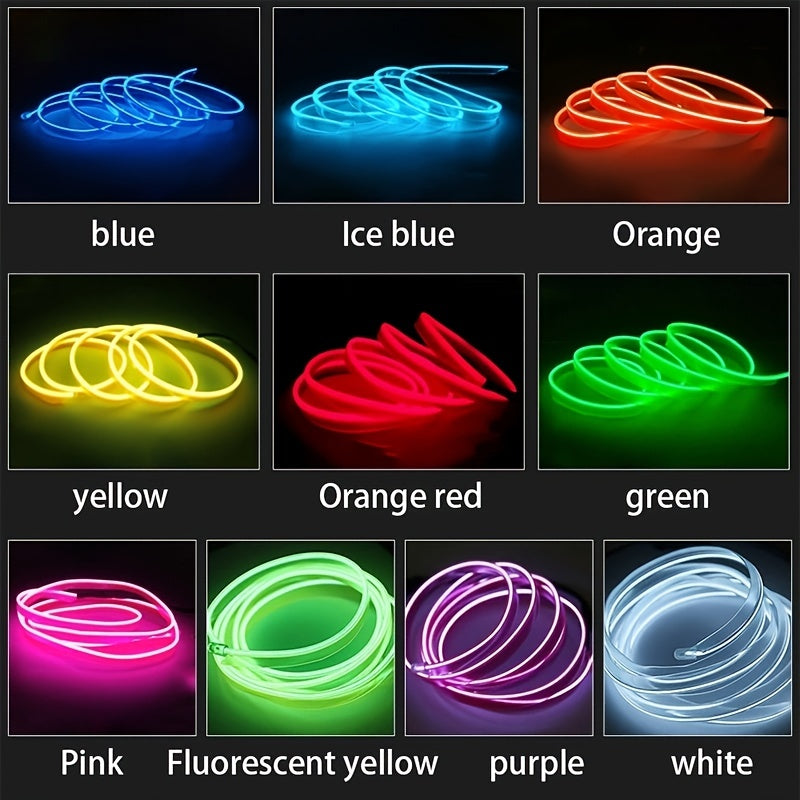 5M Car Environment El Wire LED USB Flexible Neon Interior Lights Assembly RGB Light For Automotive Decoration Lighting Accessories
