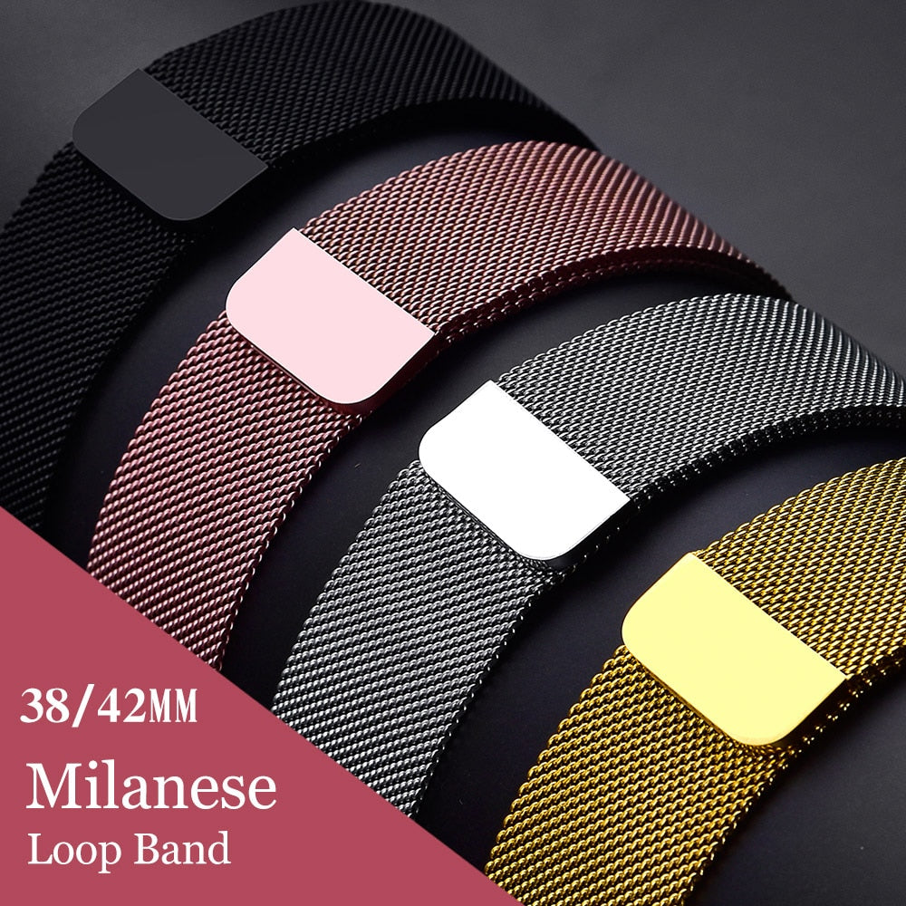 Milanese Loop Strap For Apple watch Band ultra 49mm 44mm 45mm 41mm 40mm 42mm 38mm 45 mm correa bracelet iWatch series 8 7 6 se 5